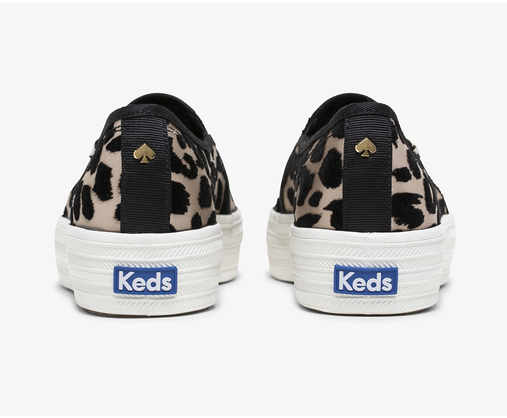 Slip Ons Keds Femme Leopard - Kate Spade New York Triple Decker Flocked Leopard - 926-GLTJVZ